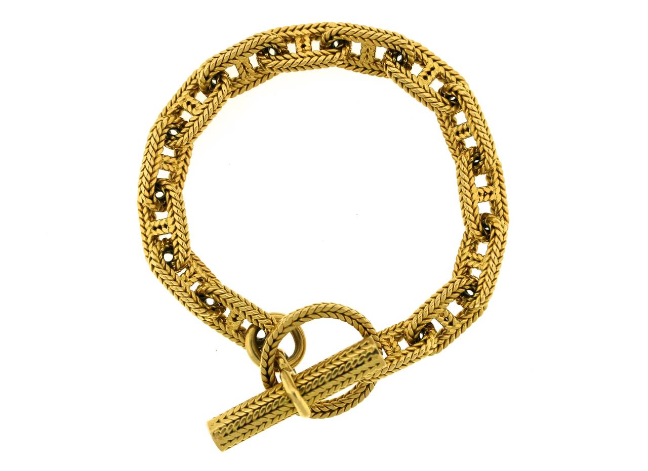 Hermes Paris Gold Chaine D'Ancre Tresse Bracelet