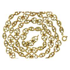 1970s Gold Textured Link Neck Chain