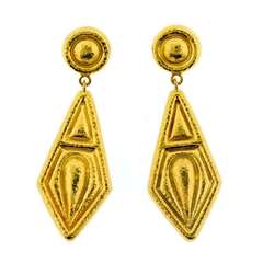 Lalaounis Hammered 18k Gold Earrings