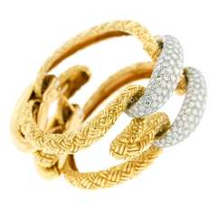 French Gold and Diamond Link Bracelet