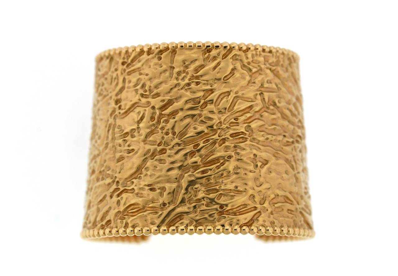 Women's Van Cleef & Arpels Perlee Rose Gold Cuff Bracelet For Sale
