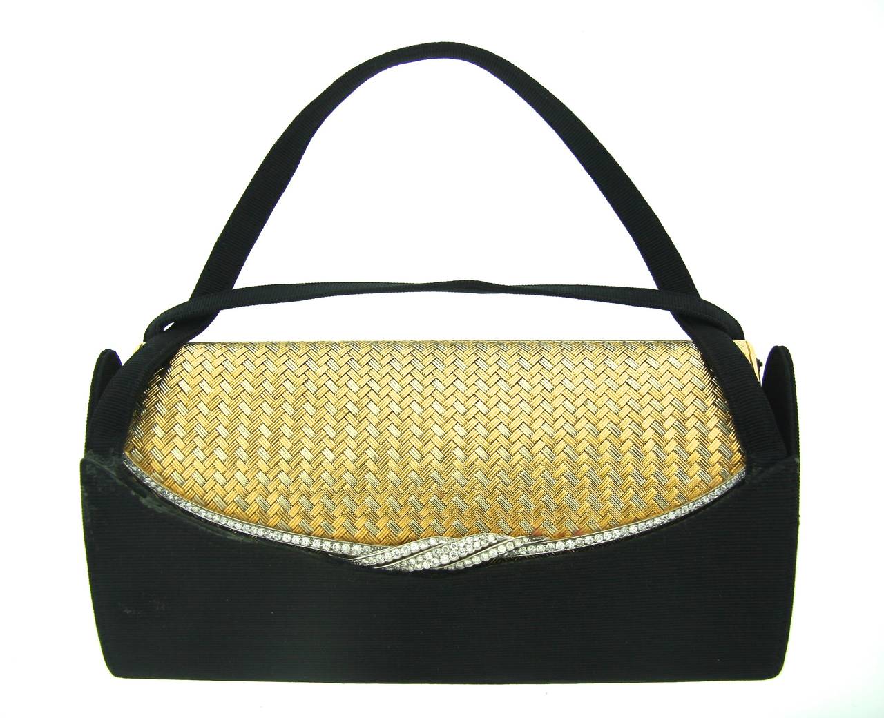 Women's Chaumet Paris Woven Gold Diamond Platinum Evening Bag