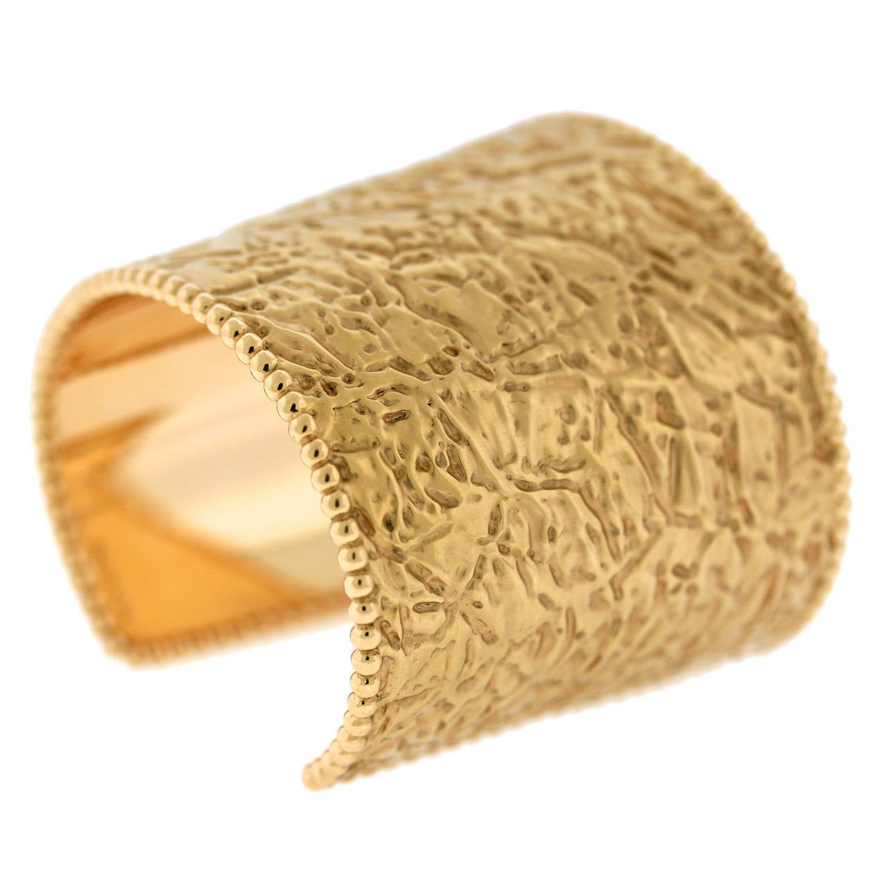 Van Cleef & Arpels Perlee Rose Gold Cuff Bracelet For Sale