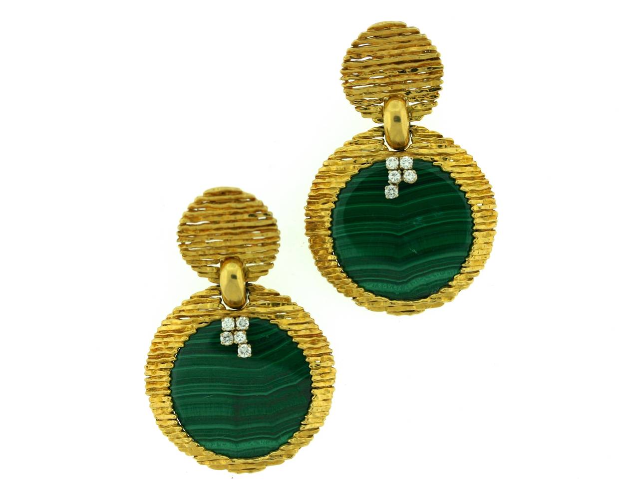 Women's Van Cleef & Arpels Gold and Diamond  Interchangeable Stone Disc Earrings