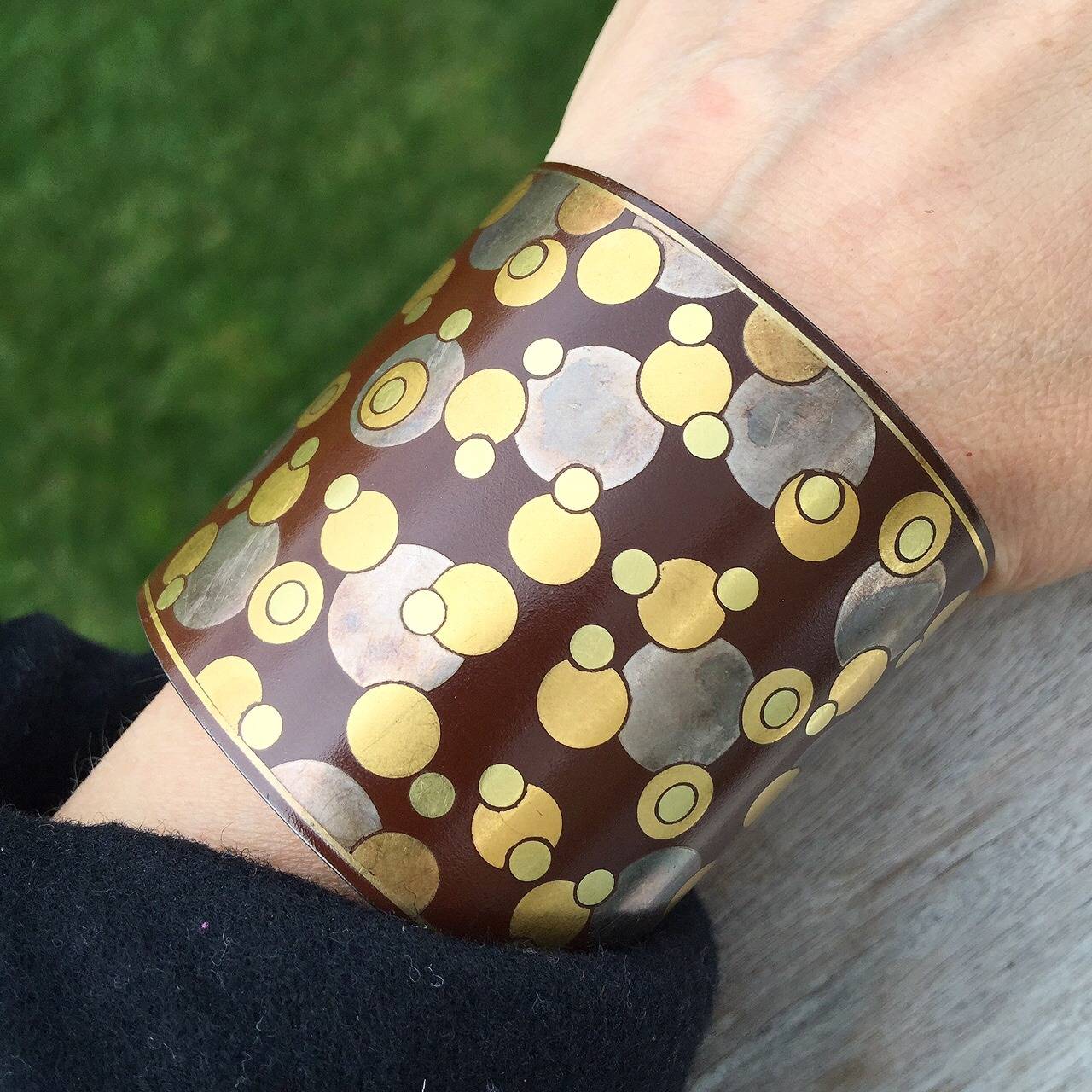 Tiffany & Co. Angela Cummings Iron Lacquer Gold Damascene Bubble Cuff 2