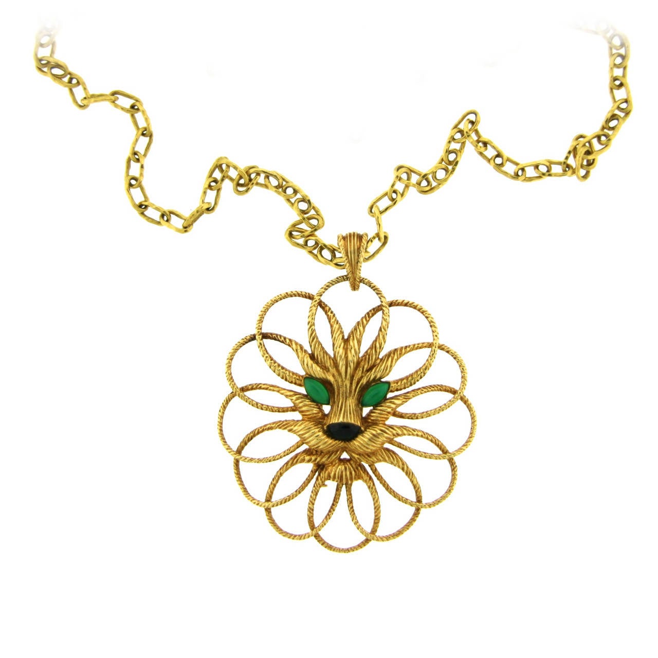 Van Cleef and Gold Lion Pendant Jean Mahie Chain at