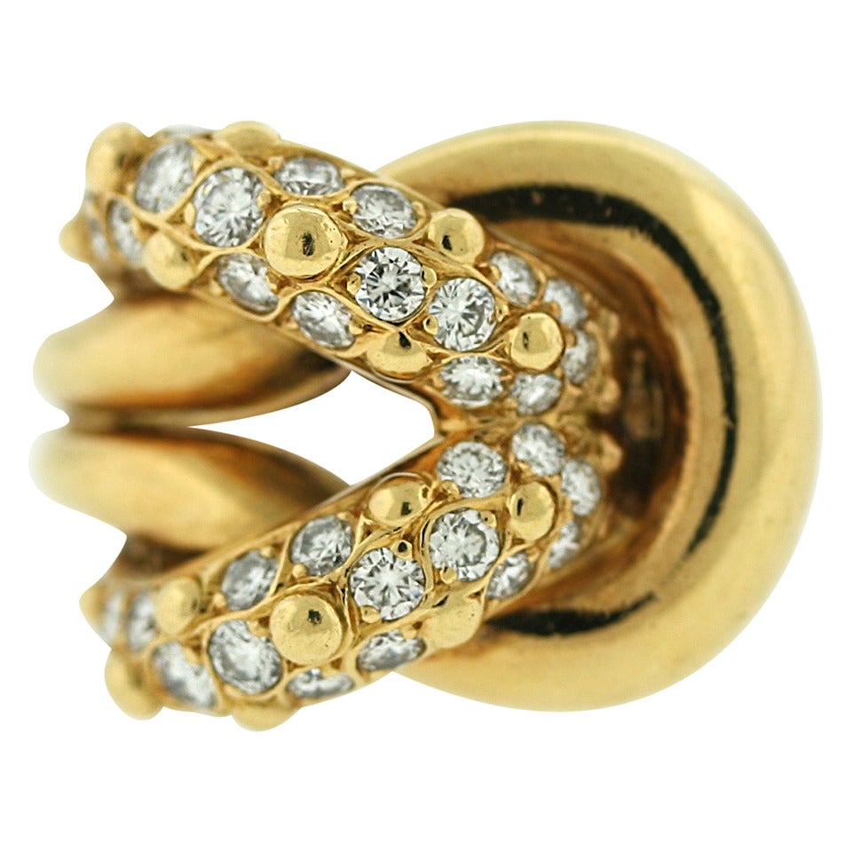 Van Cleef & Arpels Diamond Gold Slip Knot Ring For Sale