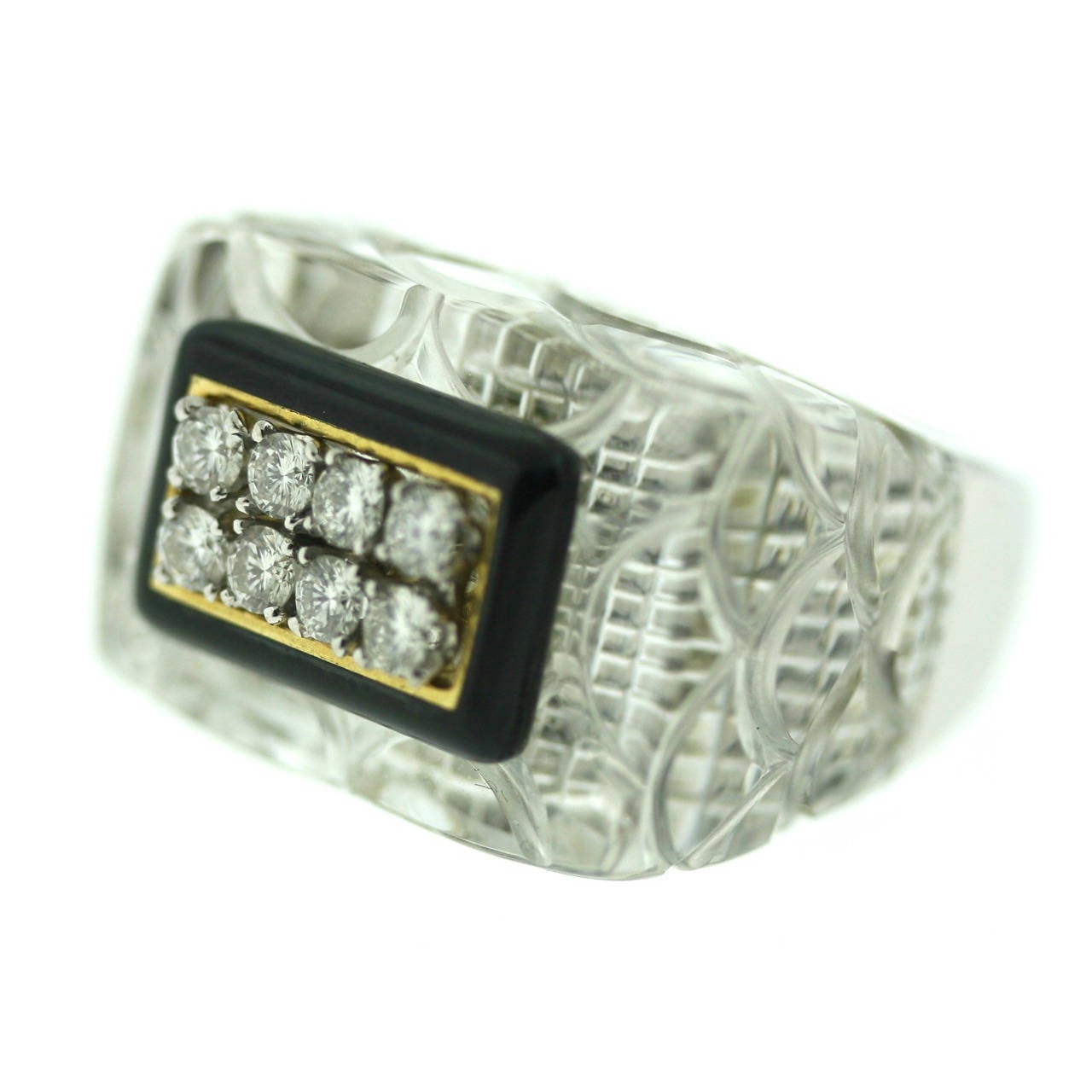 David Webb Rock Crystal Diamond Ring For Sale