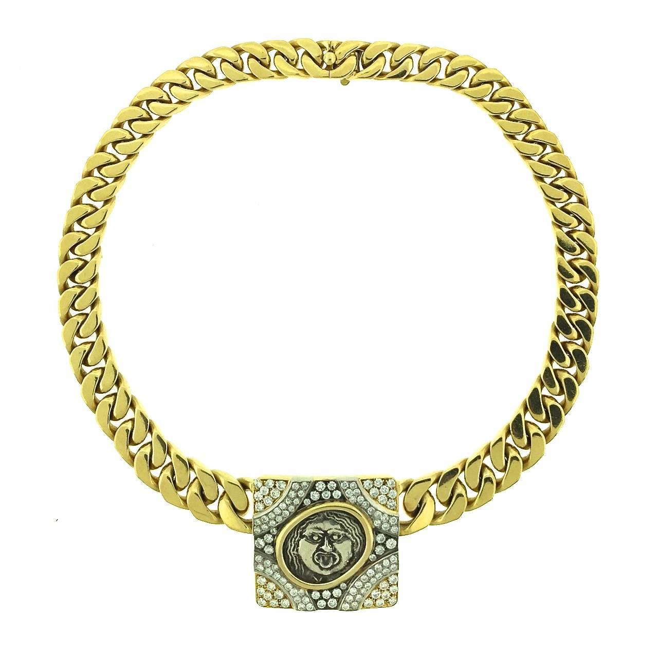 Bulgari Ancient Coin Diamond Necklace For Sale 1