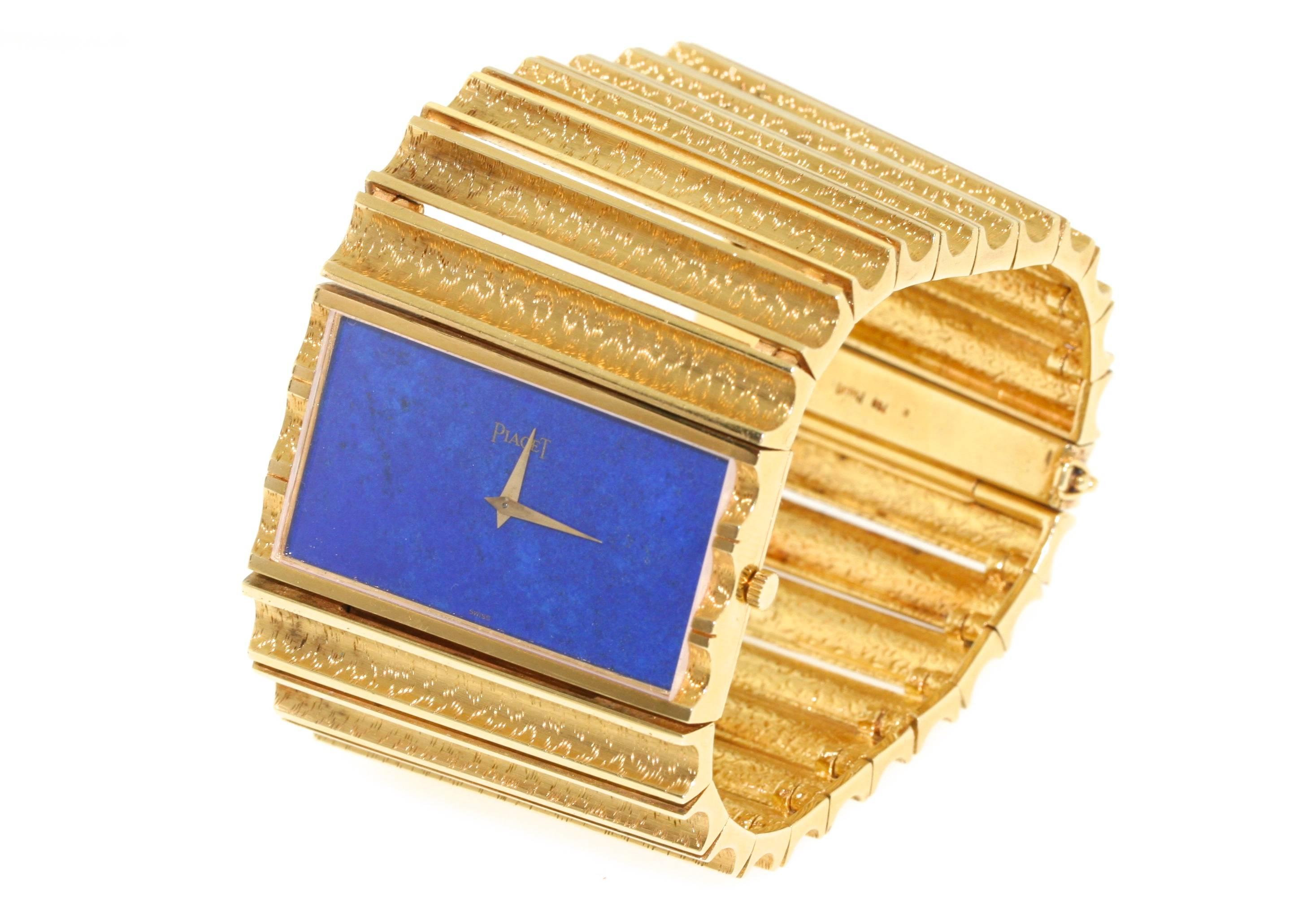 Piaget 1970s Gold and Lapis Bracelet Watch 1