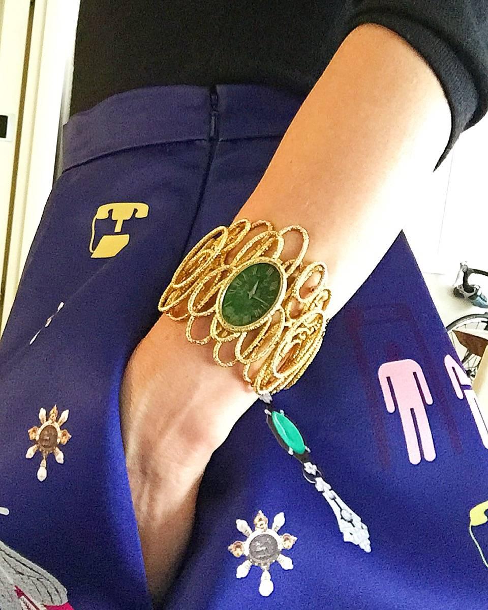 Women's Piaget Yellow Gold Jade Bracelet Wristwatch
