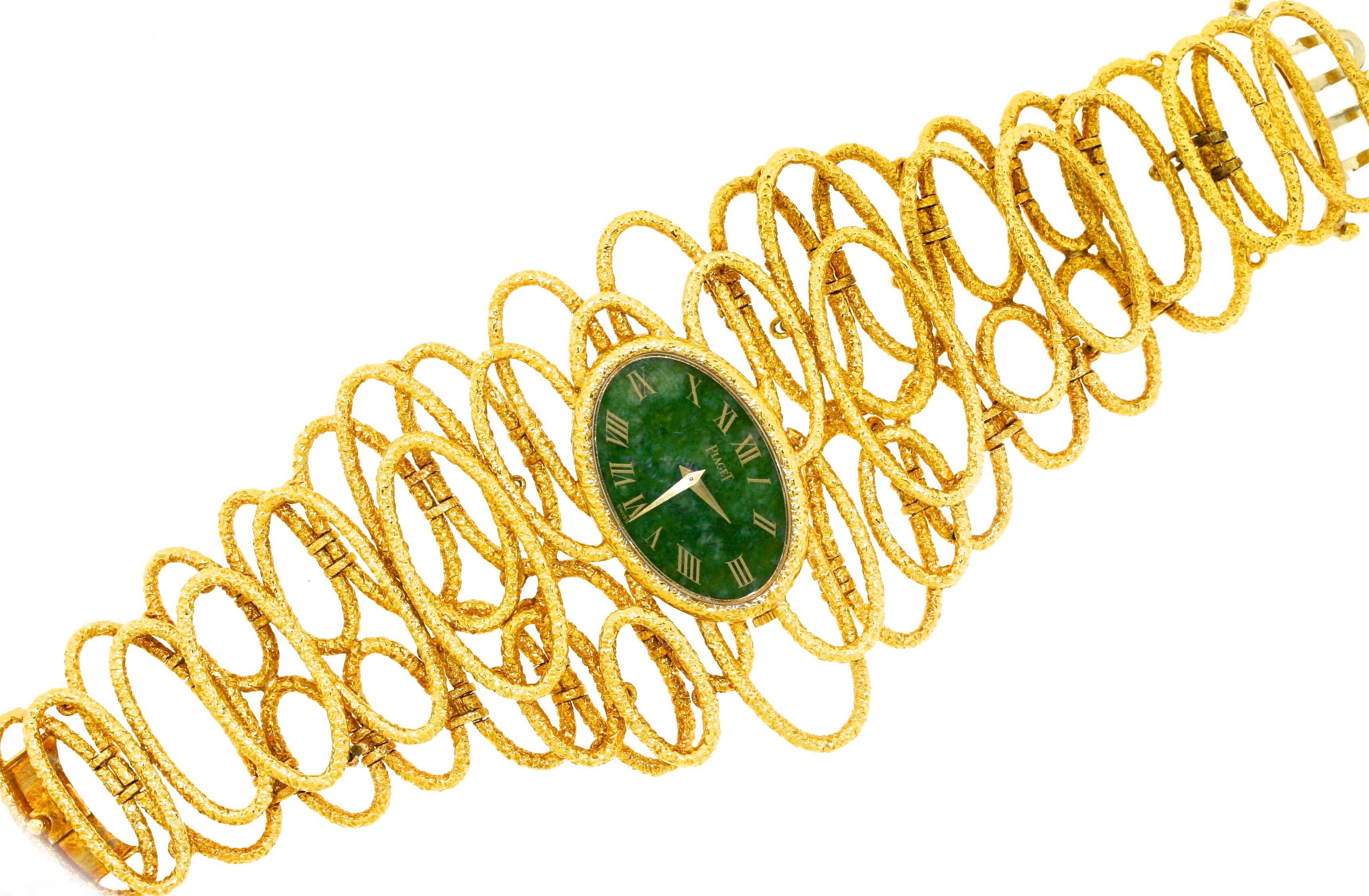 Piaget Yellow Gold Jade Bracelet Wristwatch 1