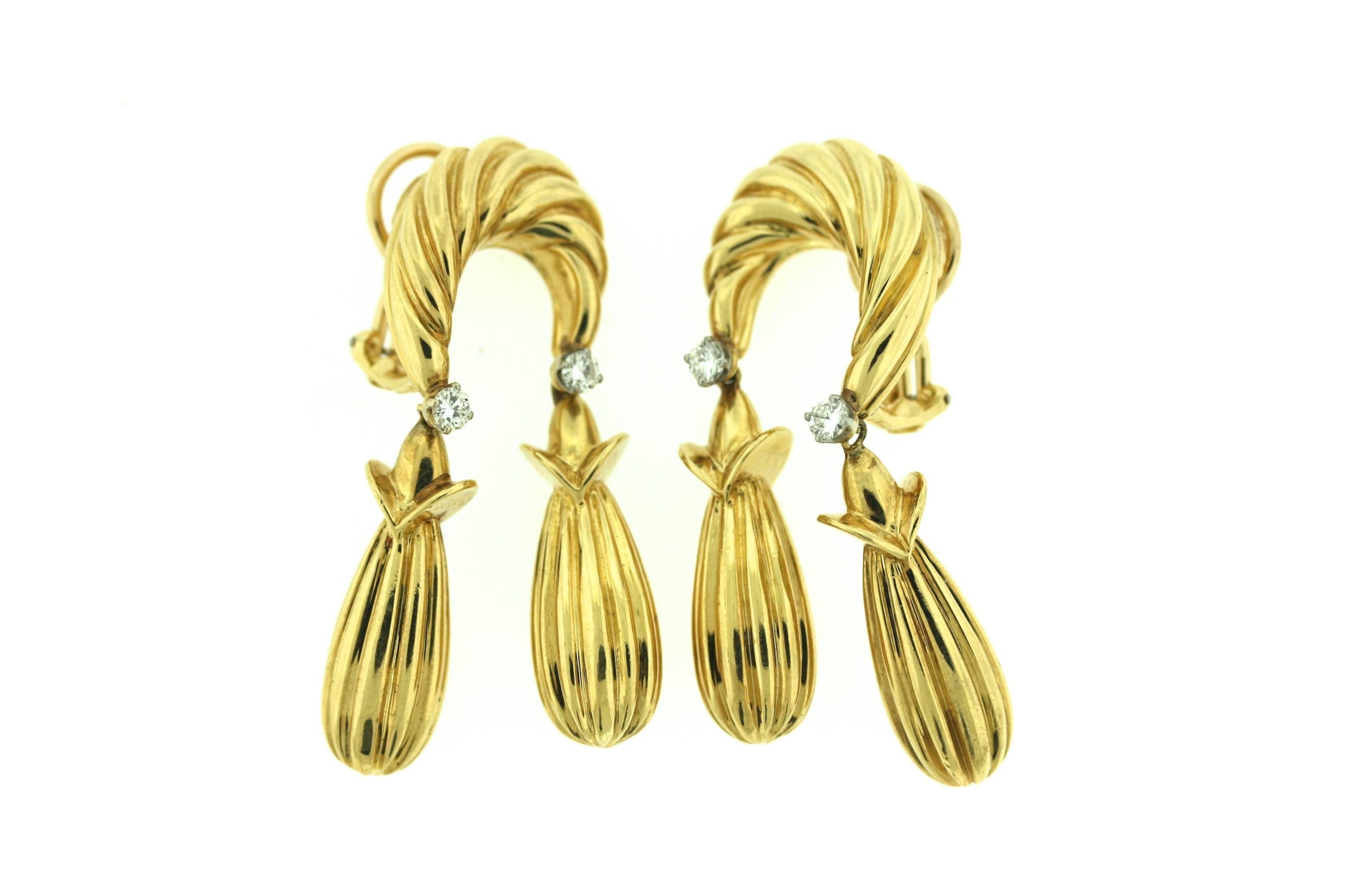 Women's Tiffany & Co. Diamond Gold Earrings For Sale