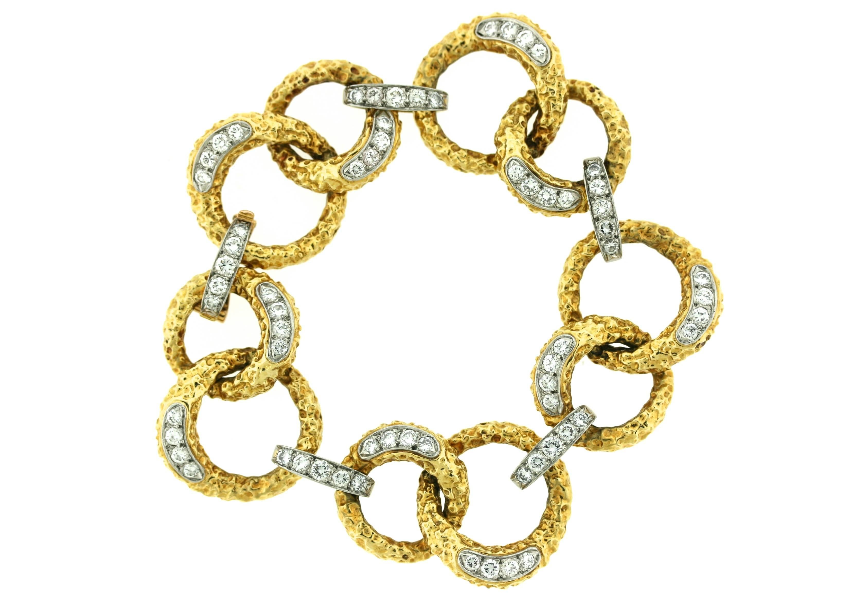 M. Gerard Diamond Textured Gold Link Bracelet  2