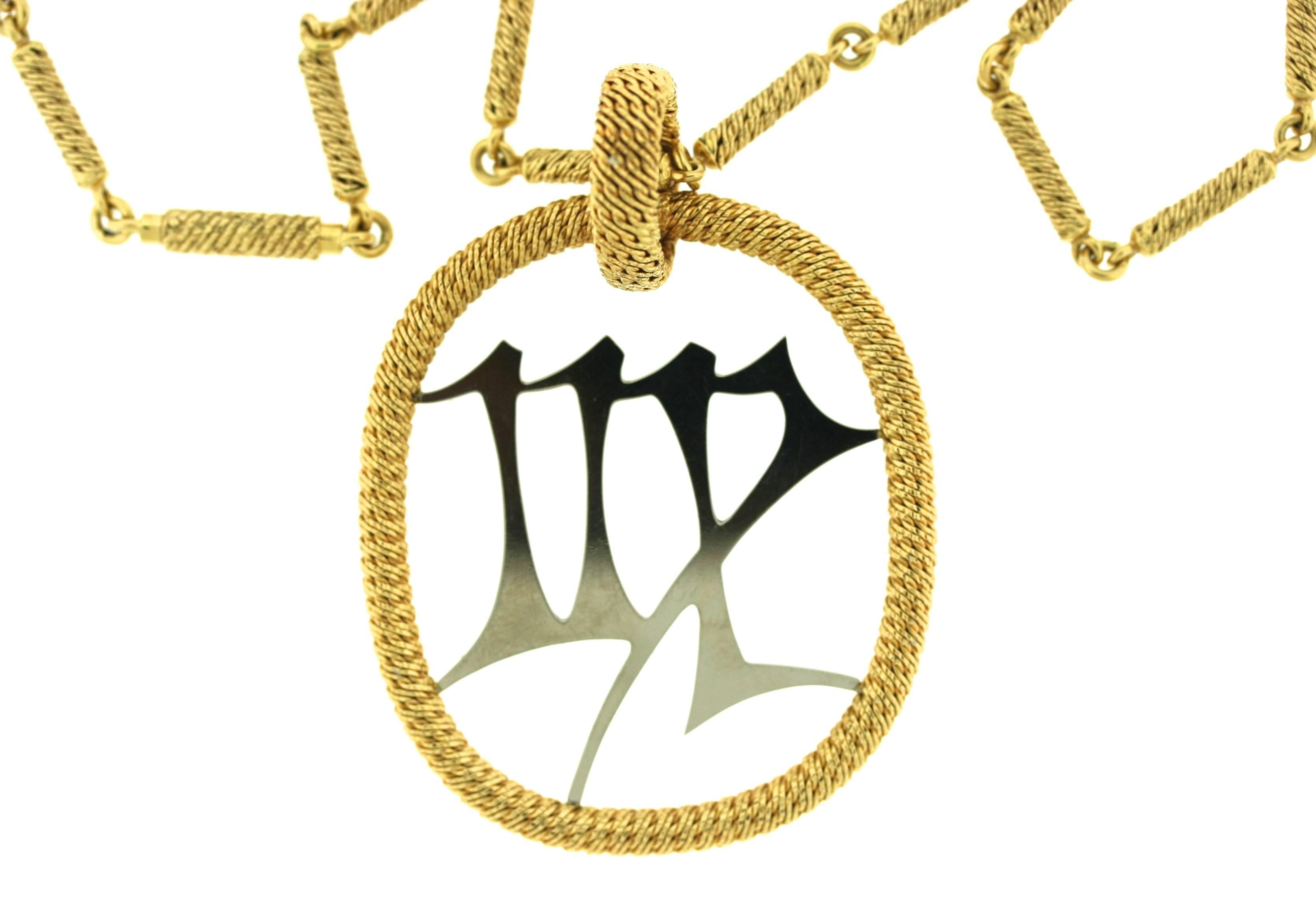 Georges L'Enfant Gold Virgo Zodiac Pendant Necklace In Excellent Condition For Sale In New York, NY