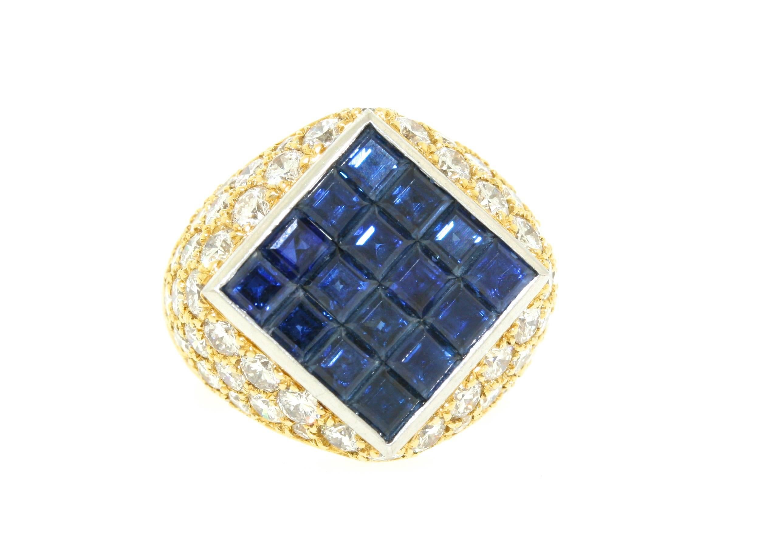 Women's Van Cleef & Arpels Mystery Set Sapphire Diamond Gold Bombe Ring For Sale