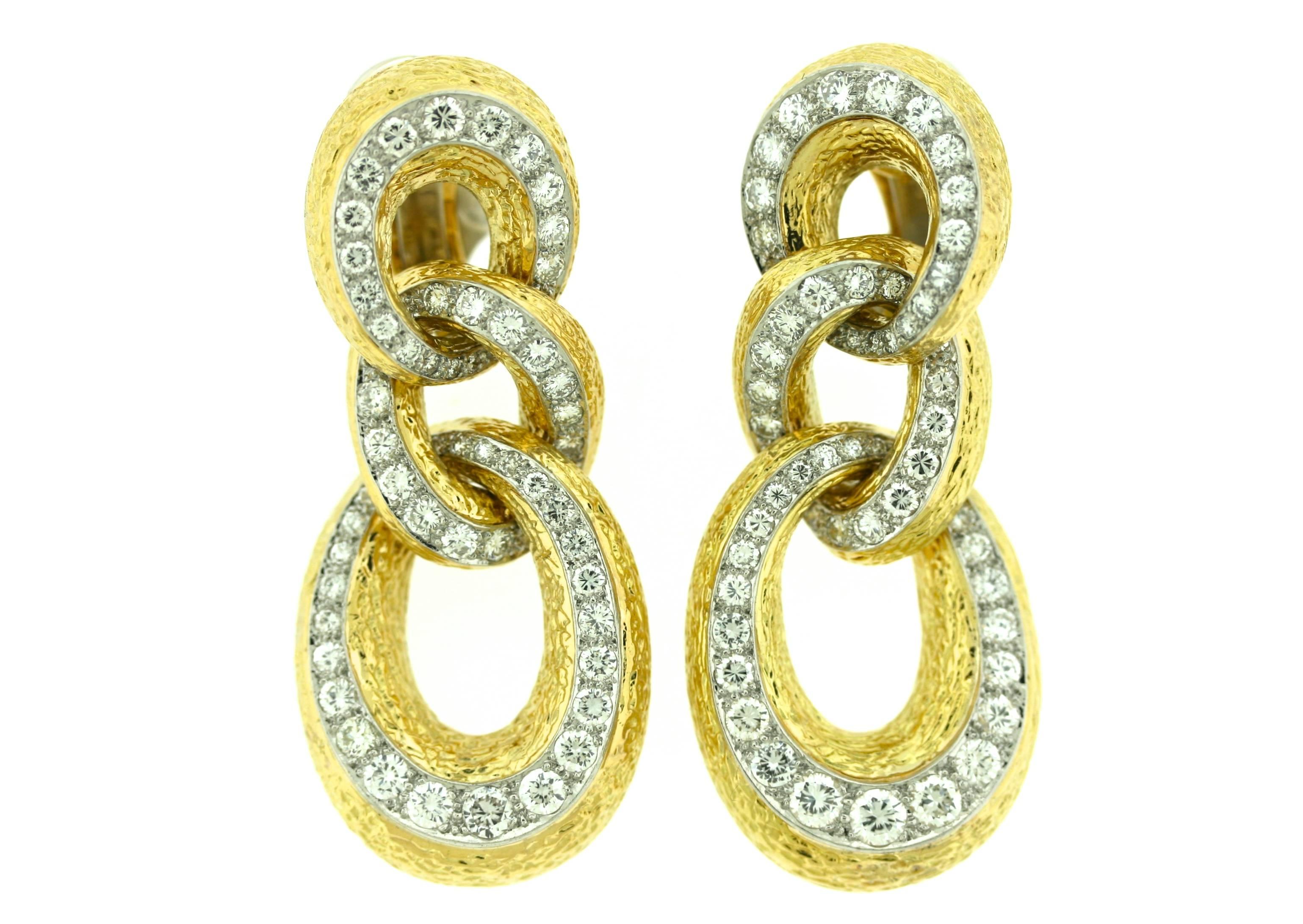 Women's 1970s Van Cleef & Arpels Diamond Gold Earrings For Sale