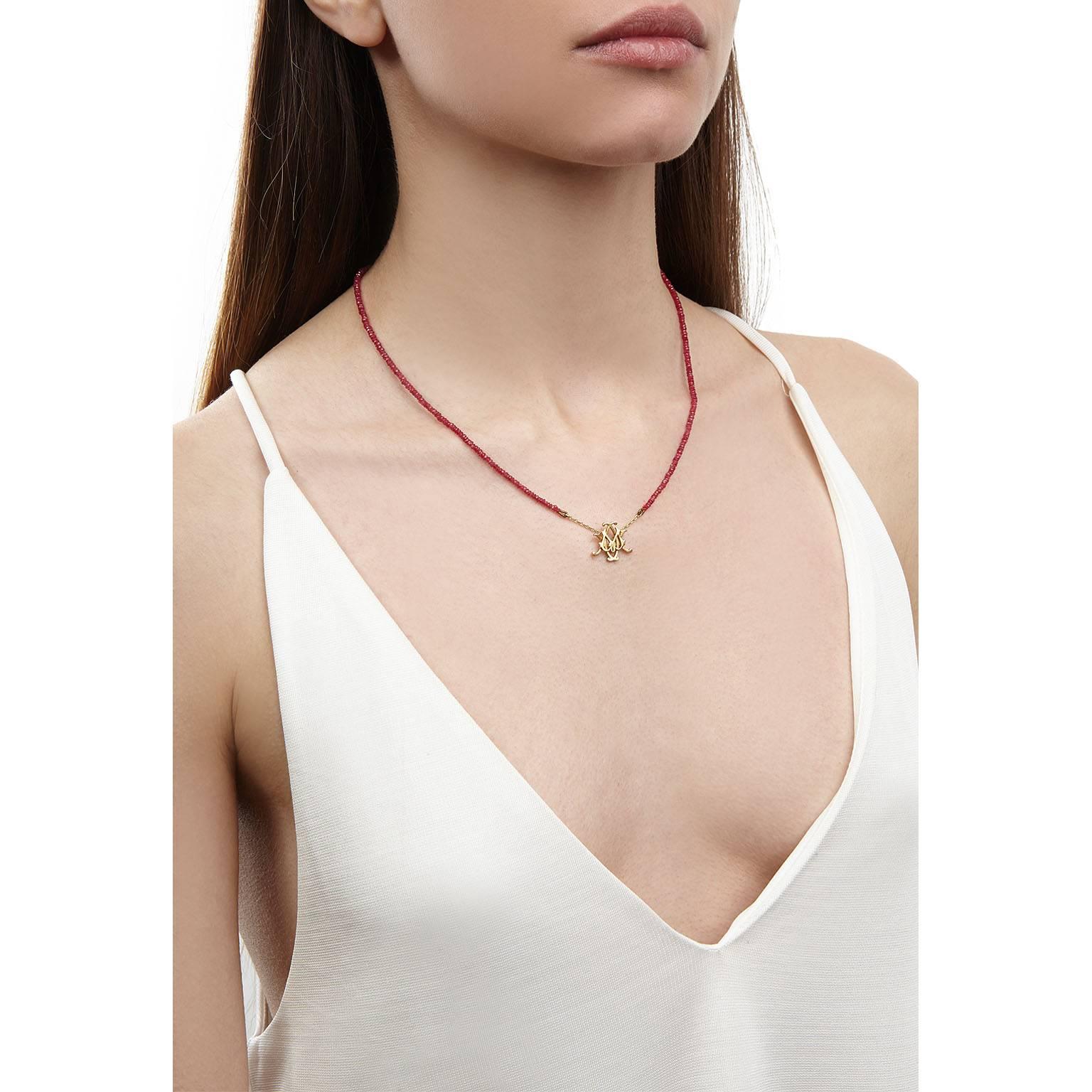 Contemporary Milena Kovanovic Ruby Gold Bead Reversible Pendant Necklace For Sale