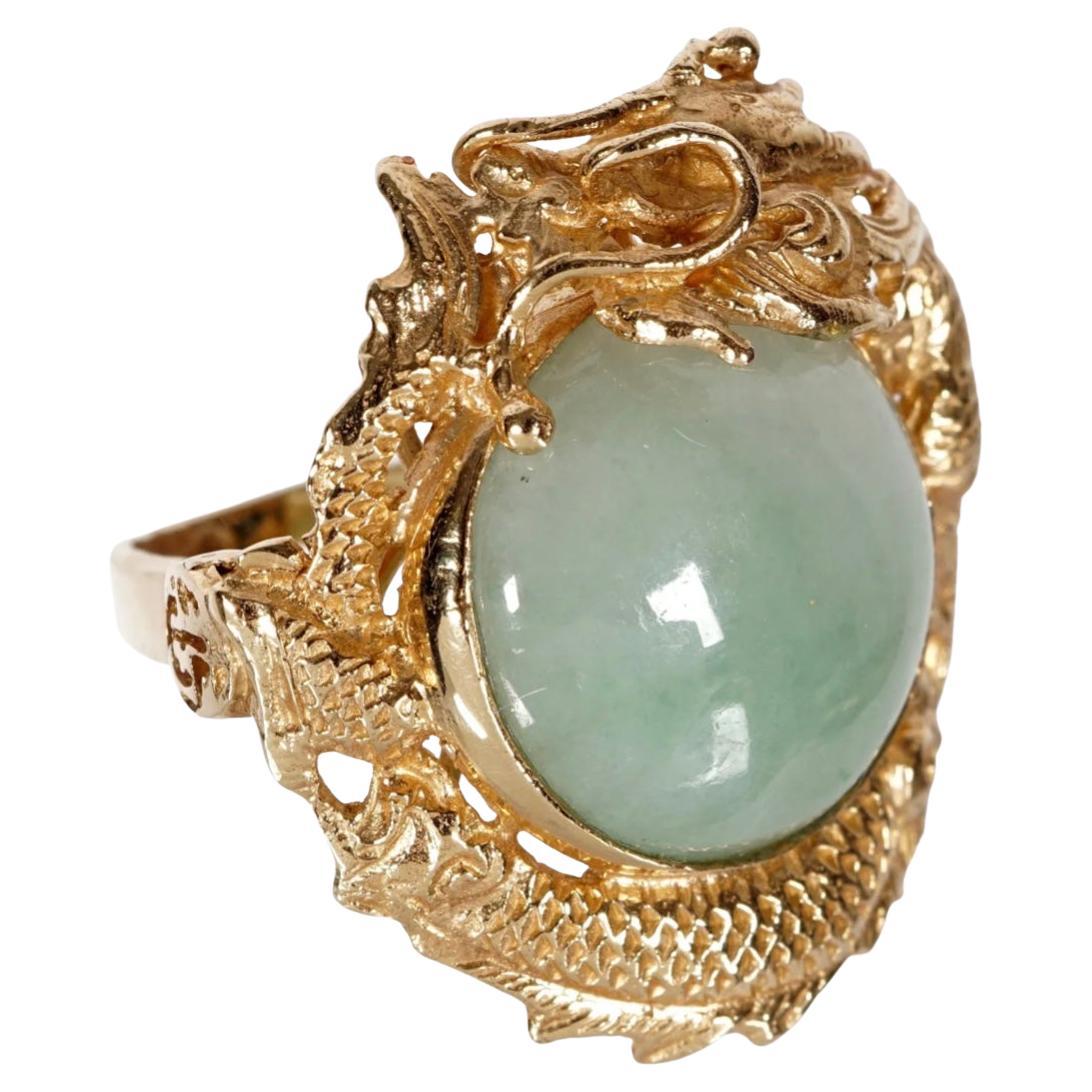 Bague dragon en or 14k et jade