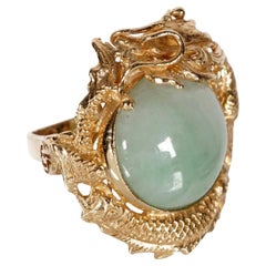 Bague dragon en or 14k et jade