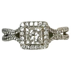 14K White Gold Diamond Engagement Ring with Sapphires Vera Wang Love Collection