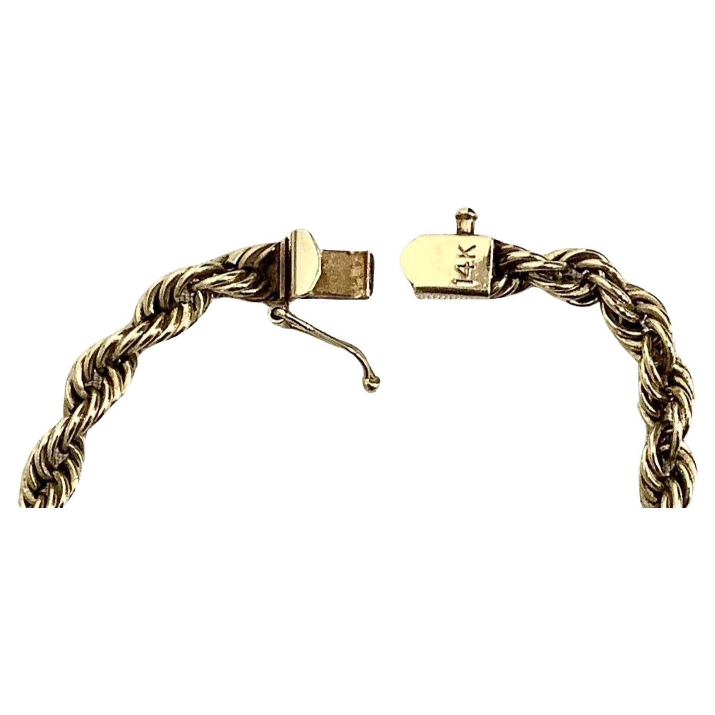 Collier à chaîne en or jaune 14 carats avec corde torsadée Unisexe en vente