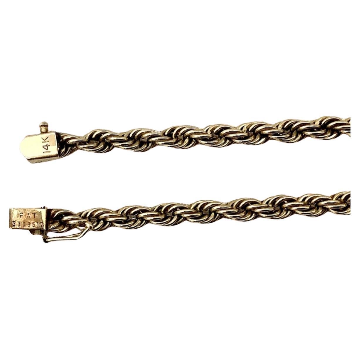 Moderne Collier à chaîne en or jaune 14 carats avec corde torsadée en vente