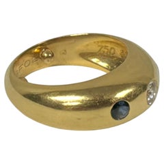Cartier 18k Yellow Gold Diamond Sapphire Gypsy Ring, France