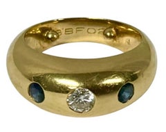 Cartier 18k Yellow Gold Diamond Sapphire Gypsy Ring, France