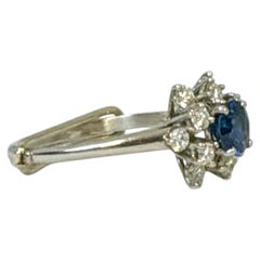 Tiffany & Co. 1972 Vintage Platinum Sapphire Diamond Cluster Ring