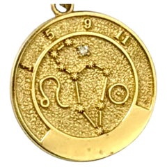 14K Gold and Diamond Leo Zodiac Constellation Pendant, Vintage Canadian