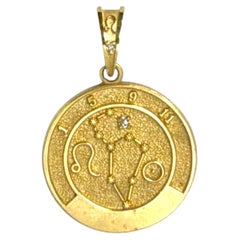 14K Gold and Diamond Leo Zodiac Constellation Pendant, Vintage Canadian