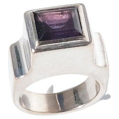 Swedish 18 k white gold ring with cut amethyst. Made 1993 by Sigurd Persson.
