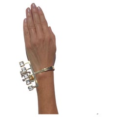 Vintage Manschettenarmband aus 18 Karat Gold und Bergkristall im Vintage-Stil, hergestellt 1969