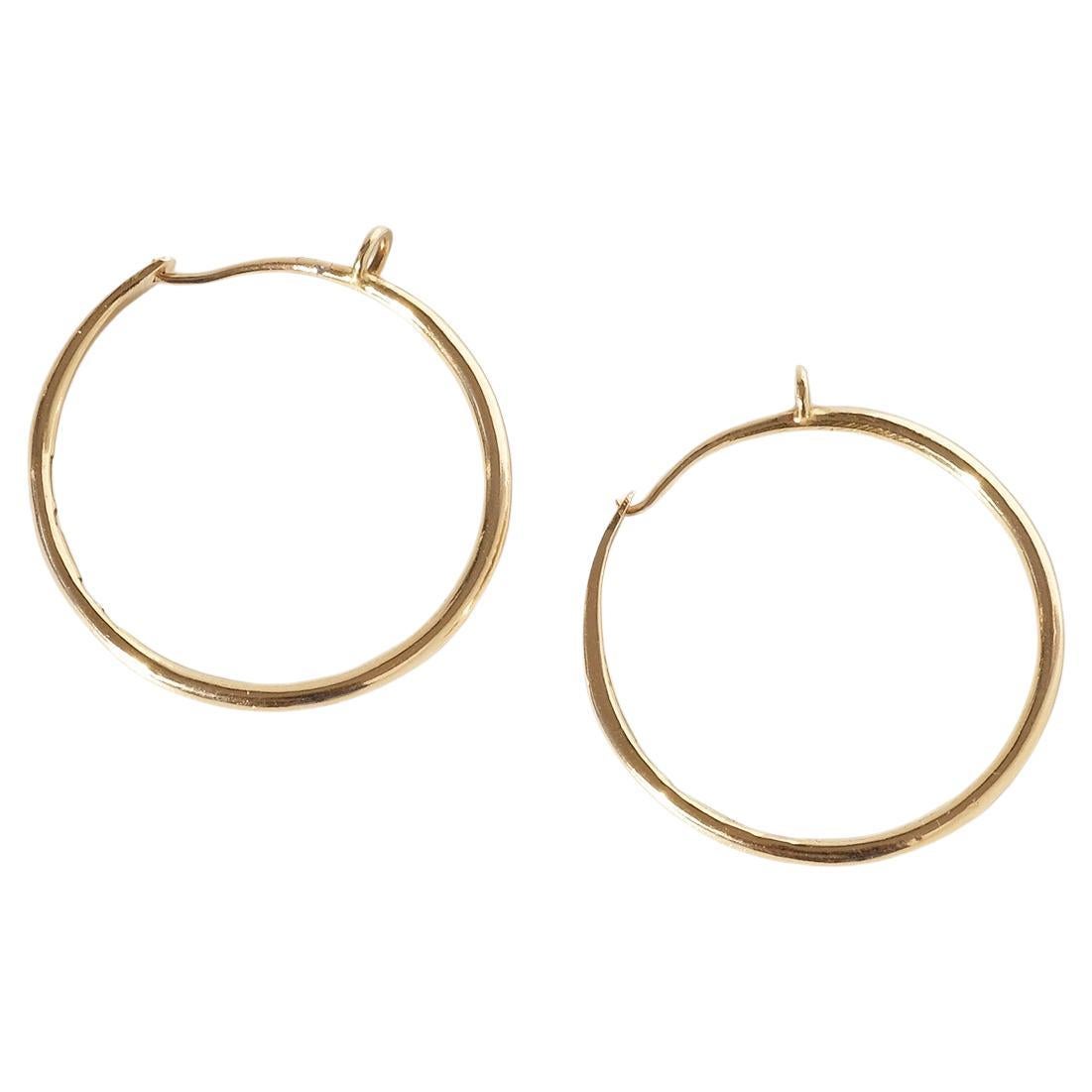 18K Gold Hoop Earrings Made 1947 For Sale