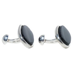 Silver and Obsidian Cufflinks by Vivianna Torun Bülow-Hübe