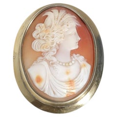 Gilded Silver and Shell Cameo Brooch by Swedish master Wilhelm Harbeck Made 1920