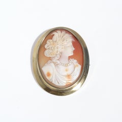Gilded Silver and Shell Cameo Brooch by Swedish master Wilhelm Harbeck Made 1920