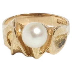 Vintage 18K Gold and Pearl Ring by Lapponia, 1970s
