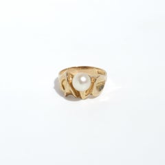Vintage 18K Gold and Pearl Ring by Lapponia, 1970s