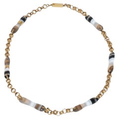 Antique 18 Karat Gold and Agate necklace by Swedish Emil Cederin Made 1922