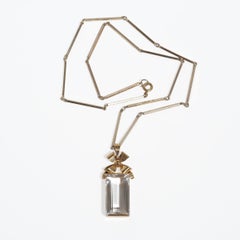 Vintage 18K Gold and Rock Crystal Pendant by Heribert Engelbert Made 1946