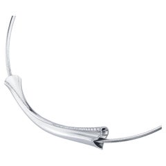 Couture Sculptural Theron Platinum Channel Set Natural White Diamond Necklace