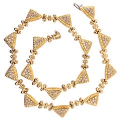 Solid Triangular Aztec Geometric 14K Yellow Gold & Diamond Necklace