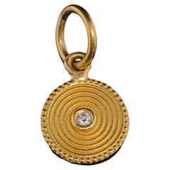 Mini Spiral, Rhythm of Life, Charm Pendant, 24K with Diamond, Handmade