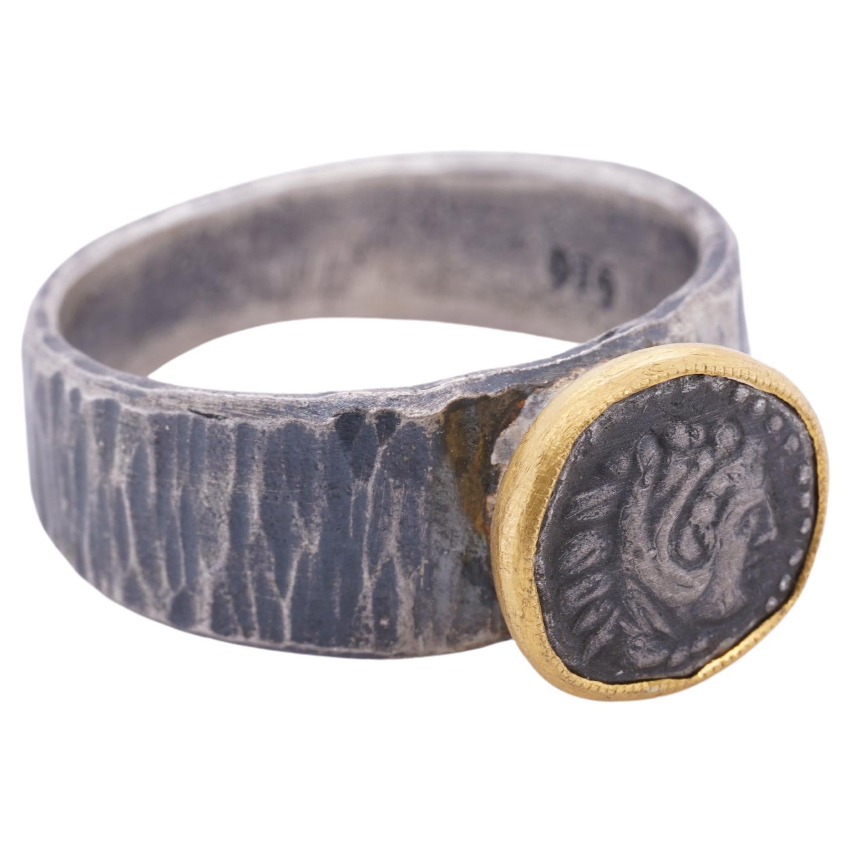 Roman Head Miniature Coin Ring ''Replica'', Stacker Ring, 24K Gold and  Silver For Sale at 1stDibs