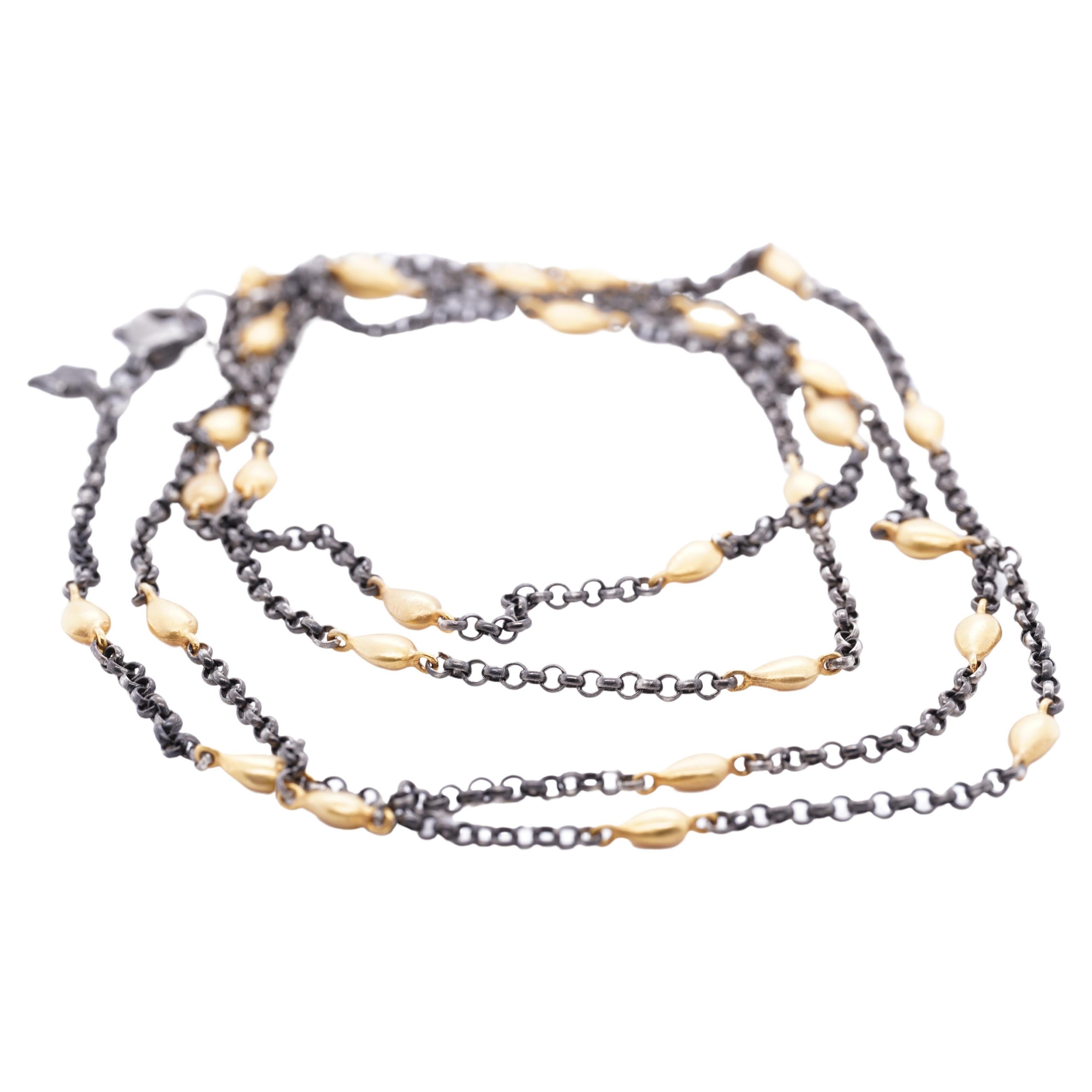 Beaded Necklace with Diamond 24K Gold and SS by Kurtulan Jewellery For