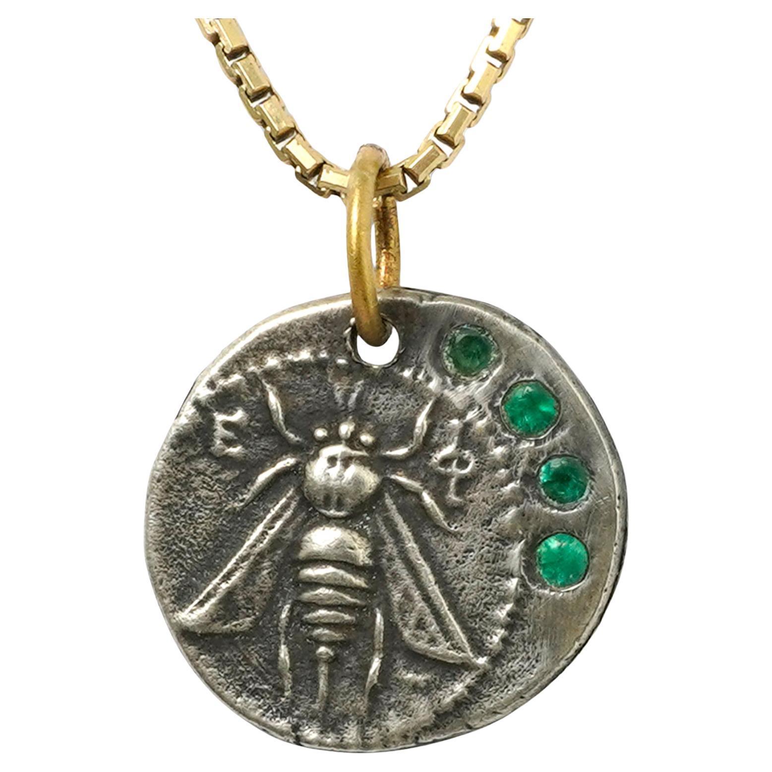 Ephèse, reine des abeilles, drachme tétra, pendentif en forme de pièce de monnaie ancienne (Replica), 24kt Gol en vente