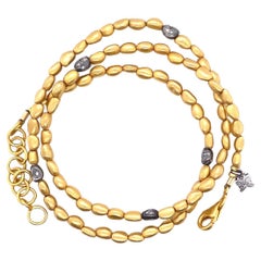 Collana di perline con diamanti in oro 24 carati e SS di Kurtulan Jewellery