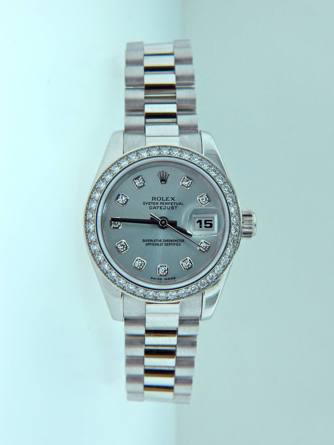 Women's Rolex Lady's Platinum Diamond Bezel and Dial Datejust Glacier Wristwatch